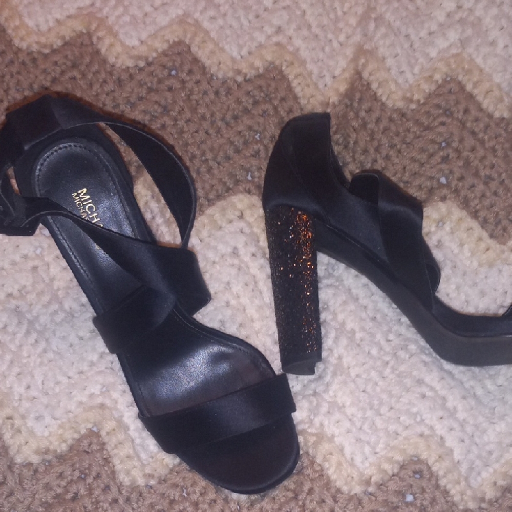 Michael Kors Black Heels with Glitter Accent